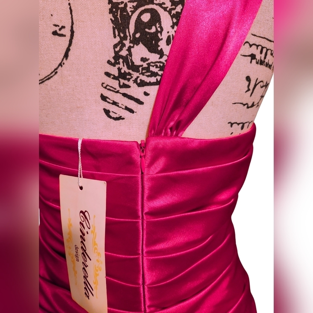 Cinderella One-Shoulder Fuchsia Dress - Picture 10 of 10
